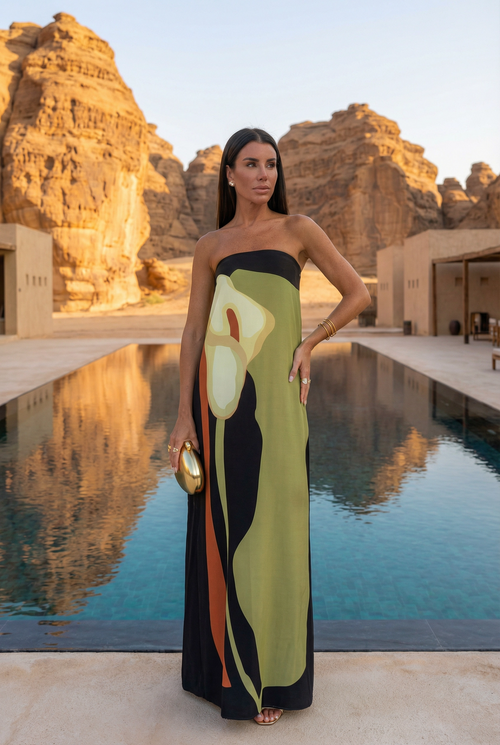 Hegra Calla Lily Strapless Maxi Dress